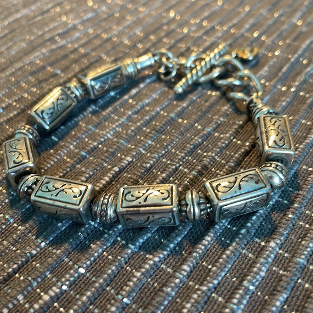Brighton bracelet, 9” in length, silver tone, scrollwork beads, great condition - Picture 5 of 7